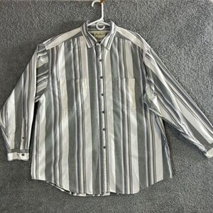 Vintage Eddie Bauer Mens XL Long Sleeve Button Down Shirt Striped Cotton 90s
